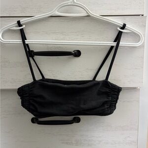 TNA Black Ruched Strap Crop Top